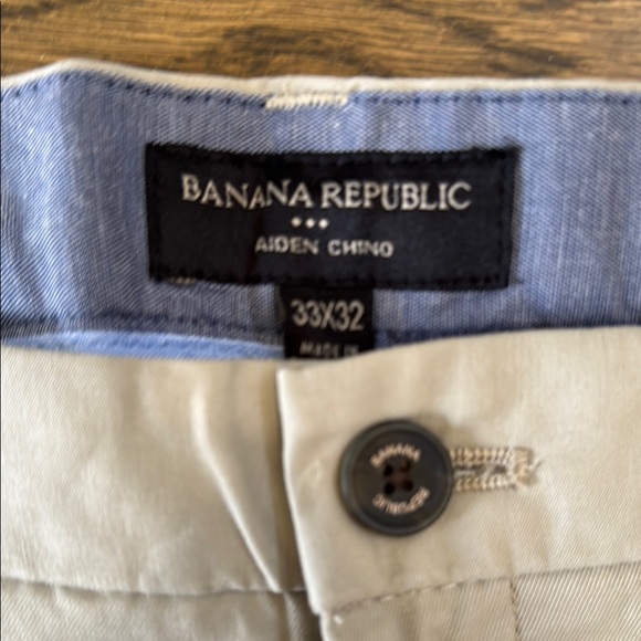 Banana Republic Aiden Tan Chinos Flat-Front Cotton Blend slim fit - Picture 4 of 5